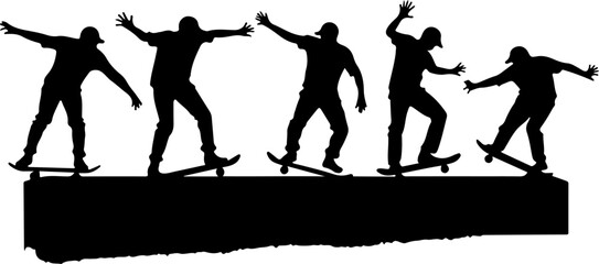 Naklejka premium mountain skateboard, skateboarding, extreme man sport vector bundle