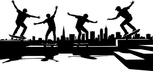 mountain skateboard, skateboarding, extreme man sport   vector bundle