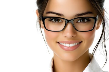 Smiling Confident Young Woman in Glasses Portrait