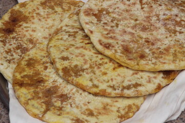 Fresh Moroccan Stuffed Bread Close Up, Amazigh Stuffed bread