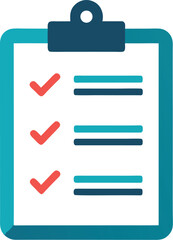 Obraz premium Color vector icon of a clipboard with a checklist and a pen isolated on transparent background