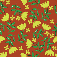 Cute vector floral seamless pattern. Colorful flowers background. Trendy repeat texture for fashion print, wallpaper or fabric.