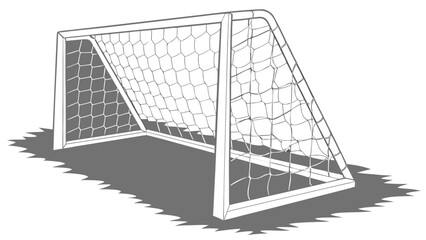 Soccer goal net vector illustration for sports equipment and game design with shadow and white background