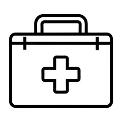 First Aid Kit Icon – Minimal Line Vector Illustration for Emergency Graphics, Medical Equipment Symbols, Healthcare UI, Safety Designs, and Wellness or Disaster Preparedness Visual Assets