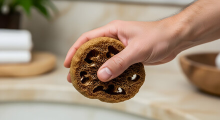Fototapeta premium Loofah sponge in hand