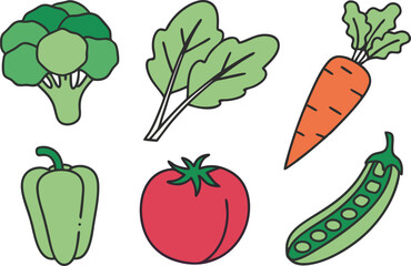 Healthy Vegetables Clipart Set for Nutrition and Cooking Designs. Fresh Vegetables Clipart Collection for Recipe and Menu Projects. Colorful Vegetables Clipart for Healthy Food and Wellness Graphics