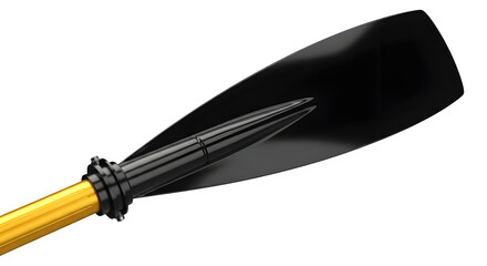 Kayak paddle black and yellow equipment for water sports and boating adventure on isolated black background on transparent background