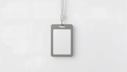 Blank ID Badge with White Lanyard on Isolated White Background – Event or Corporate Mockup