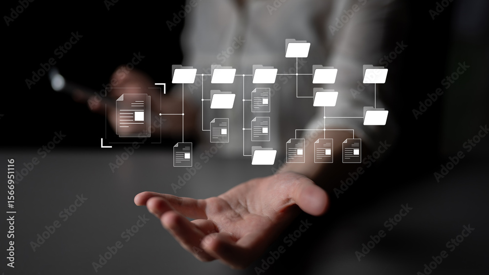 Poster digital file structure showing folder organization, file hierarchy, and document arrangement. file s