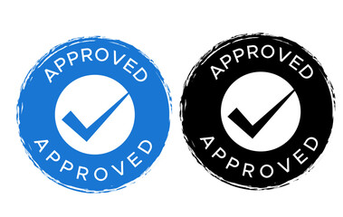 Approved Stamp Icon – Circular Seal with Checkmark Symbol – Approved vector stamp