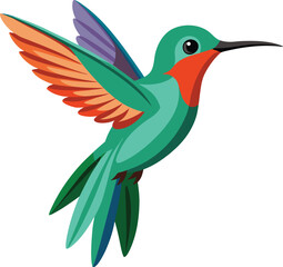 Obraz premium Hummingbird isolated on transparent background, vector illustration of an hummingbird, 