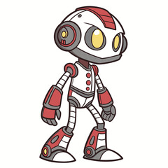 A vibrant futuristic robot character design featuring glowing elements rendered in a vector format showcasing a blend of mechanical and organic shapes with bright eye