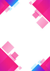 Pink and blue paper frames a blank note card, a perfect pattern for a sweet message or business reminder