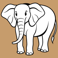 
Cute simple elephant cartoon isolated
