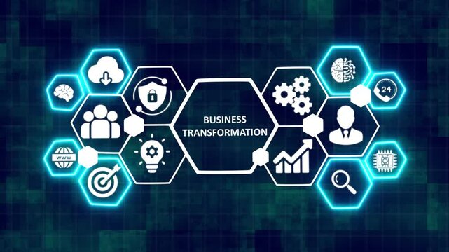 Concept of digitization of business processes and modern technology. Business transformation . 4k video 