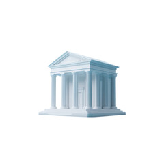 Obraz premium Classic Architectural Structure with Pillars and Triangular Roof Set Against a Clean Background, Ideal for Real Estate, History, or Education Themes