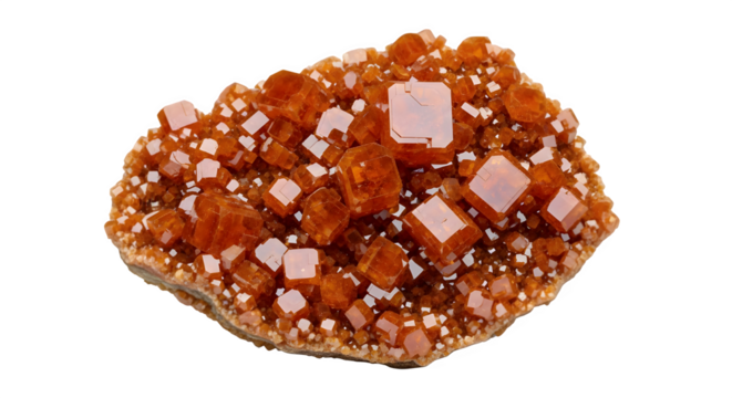 Vanadinite mineral specimen gemstone crystal healing metaphysical properties orange brown minerals stone rock 100 on transparent background