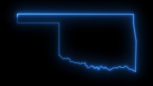 map  of Oklahoma city with a blue glowing neon effect glowing neon Oklahoma city in the united states Map Animation.