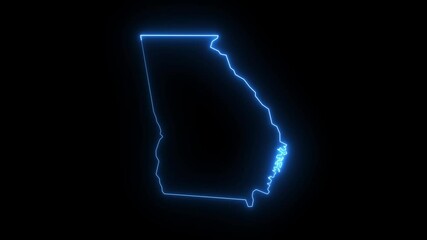 map  of Georgia city with a blue glowing neon effect glowing neon Georgia city in the united states Map Animation. - Powered by Adobe
