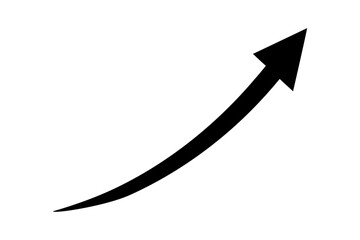 Black Curve Arrow Graph Icon Flat Web UI Design Symbol on Transparent Background