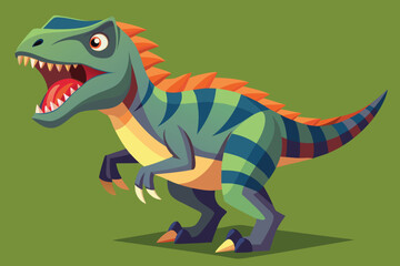 Fototapeta premium Cartoon tyrannosaurus rex dinosaur vector illustration with a cute green monster character