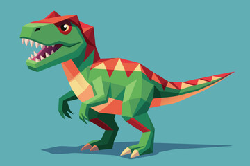 Fototapeta premium Cute cartoon tyrannosaurus rex dinosaur vector illustration of a funny green baby T-Rex character isolated with a happy smile