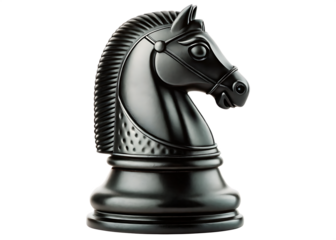  black chess knight black horse isolated on white background PNG ,AI GENERATED