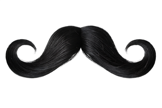 black curly mustache beard isolated on white background PNG ,AI GENERATED - Powered by Adobe