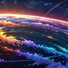 diverse, and often fantastical color palettes within an anime aesthetic, possibly invoking a dreamlike or surreal quality.