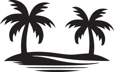 palm trees on the beach vector silhouette 