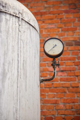 Old industrial boilers at the factory. Close-up