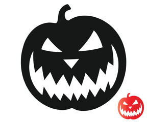 Spooky Silhouette A Halloween Pumpkin with a Sinister Grin and Red Variant