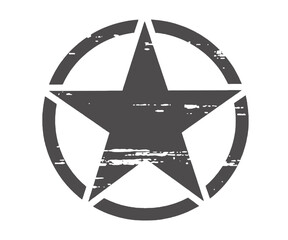 Distressed Five Pointed Star in a Circle Graphic Element Design