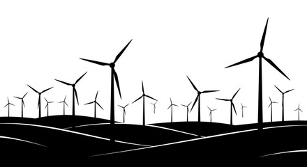Wind Turbines Landscape - Renewable Energy Minimalist Art
