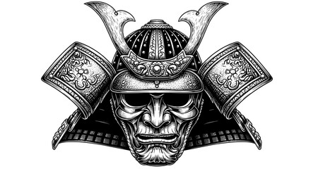 Traditional Samurai Mask - Japanese Warrior Armor Art
