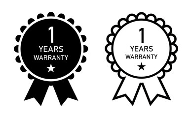 One-year warranty badge set with star and ribbon accents