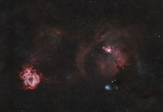The Rosette Nebula and Christmas Tree nebula