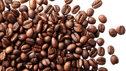 Obraz premium Coffee beans on a white isolated background showcasing their rich brown color and texture.