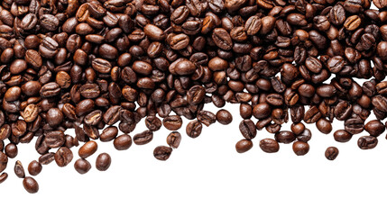 Fresh roasted coffee beans over a white isolated background.