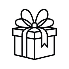 Obraz premium black outline line art a christmas gift box on whi.eps