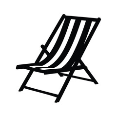 Stylized Silhouette of a Relaxing Beach Deck Chair for Leisure