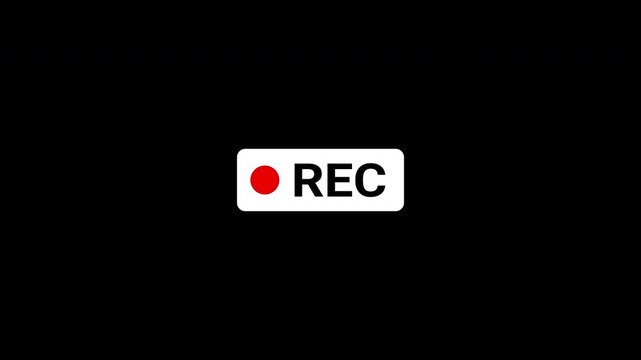 Recording button animation, camera recording sign on a transparent background, Red symbol, button of recording video, broadcasting, voice recorder in 4k.	