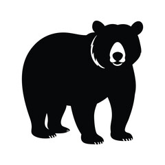 Stylized black bear silhouette standing on a white background illustration
