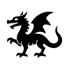 Fototapeta premium A striking black dragon heraldic symbol set against a crisp white background