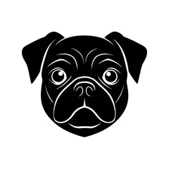 Fototapeta premium pug head icon silhouette on white background.svg
