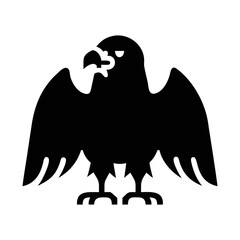 Stylized Flat Vector Icon of an Eagle or Hawk with Wings Spread