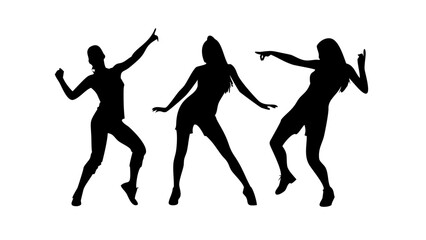 Dynamic Silhouettes in Motion: A captivating visual of three elegantly posed silhouettes, their forms dancing gracefully, capturing the energy and rhythm of movement. This image.