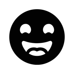 A simple black happy smiley face icon with an open mouth