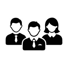 Fototapeta premium Team of three professionals with ties and a formal looking woman