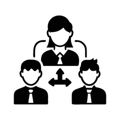 Fototapeta premium Hierarchical Team Structure with Communication, Direction, and Leadership Icon Symbol